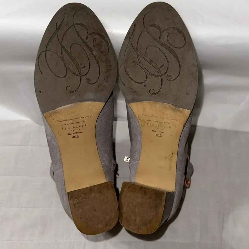 Ted Baker 40.5 Ainthe Ankle Booties in Light Grey Rose Gold